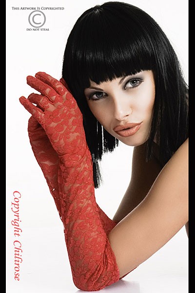 Spitzen-Handschuhe in rot