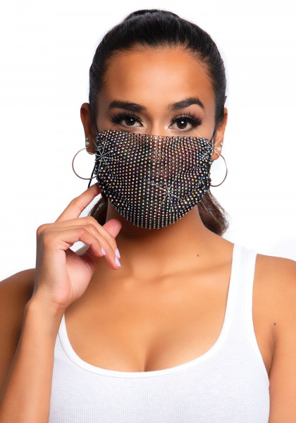Gesichtsmasken-Überzug aus Strasssteinen - schwarz