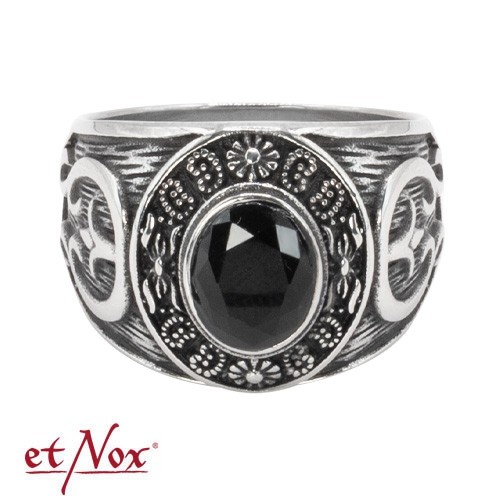 Ring "Victorian Gothic" Edelstahl mit Stein